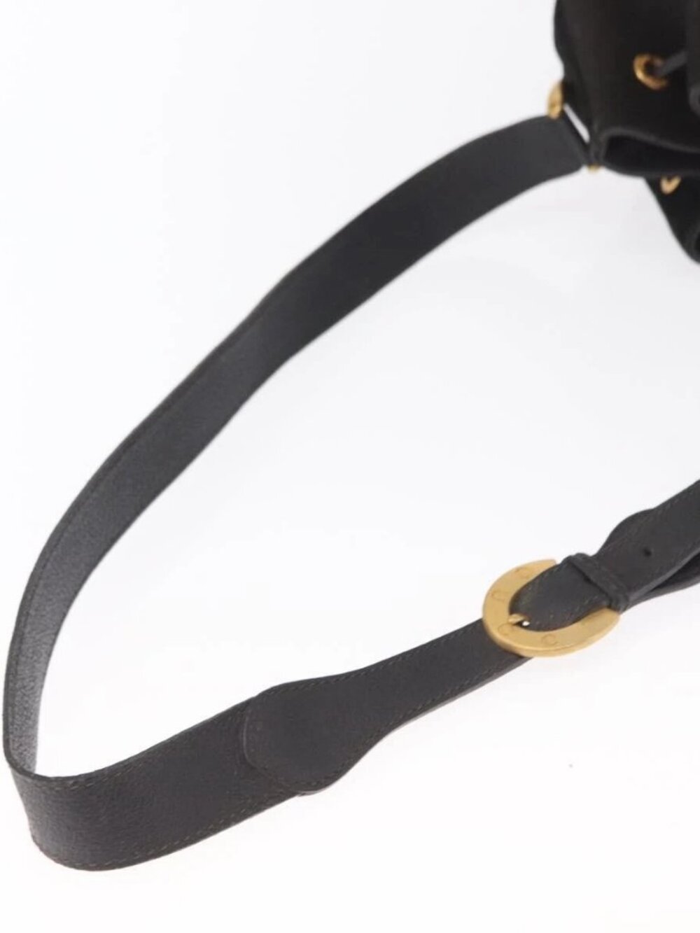 GUCCI Shoulder Bag Suede Leather Black Gold Auth BA8456 - Picture 8 of 16